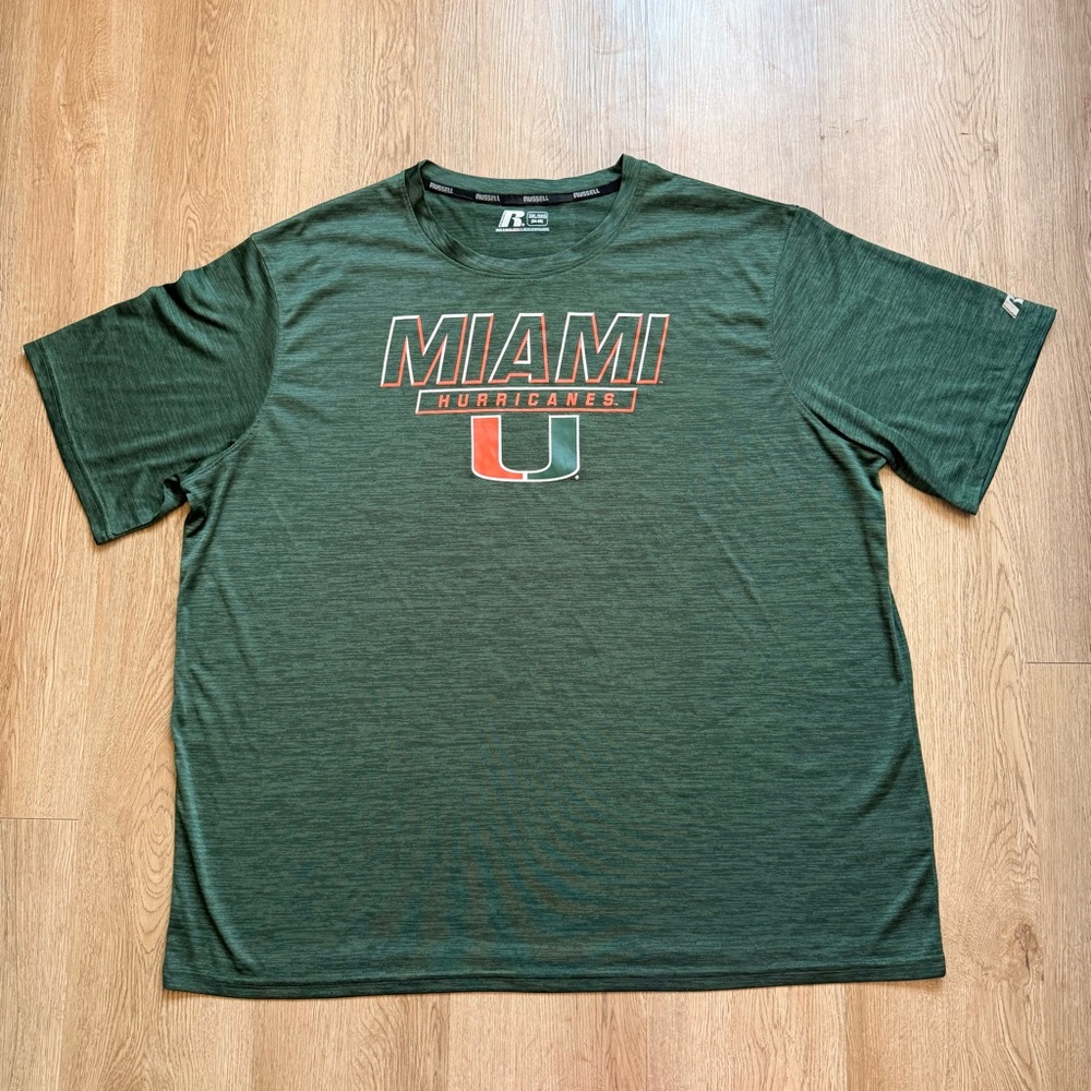 Russell Miami Hurricanes 3XL Green Shirt Short Sleeve XXXL University of Miami